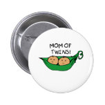 Mom of Twin Pod Pinback Button
