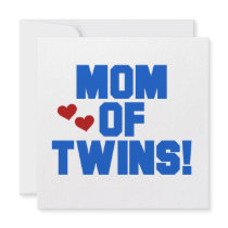 Mom of Twins Blue Text Gifts Announcement