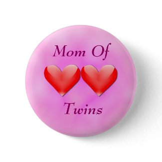 Mom Of Twins Double Hearts Button button