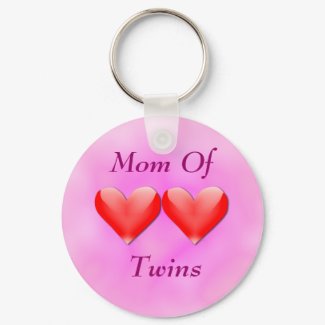Mom Of Twins Double Hearts Keychain keychain