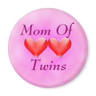 Mom Of Twins Double Hearts Magnet magnet