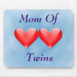 Mom Of Twins Double Hearts Mousepad (blue)