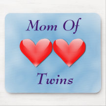 Mom Of Twins Double Hearts Mousepad (blue)