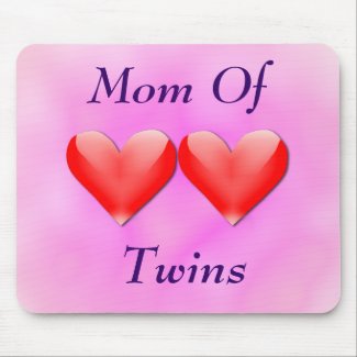 Mom Of Twins Double Hearts Mousepad (pink) mousepad