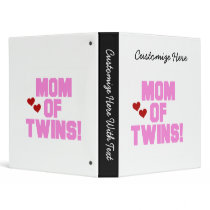 Mom of Twins Pink Text Gifts Binders
