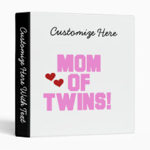 Mom of Twins Pink Text Gifts Binders