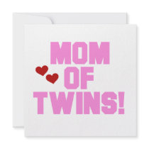 Mom of Twins Pink Text Gifts Personalized Announcement