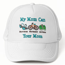 Mom Outswim Outbike Outrun Triathlon Cap hats