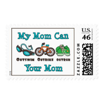 Mom Outswim Outbike Outrun Triathlon Stamps