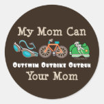 Mom Outswim Outbike Outrun Triathlon Stickers