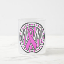 mom pink ribbon and stripes awareness coffee mug