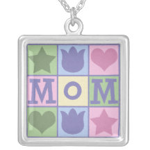 Mom Quilt Square Necklace