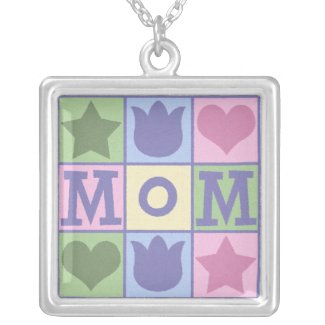 Mom Quilt Square Necklace