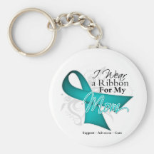 Mom - Teal Ribbon Awareness Keychain