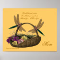 Mom Thank You Love Dragonflies Flower Poster Print