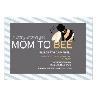 Mom-to-BEE Baby Shower Invitation - artic blue