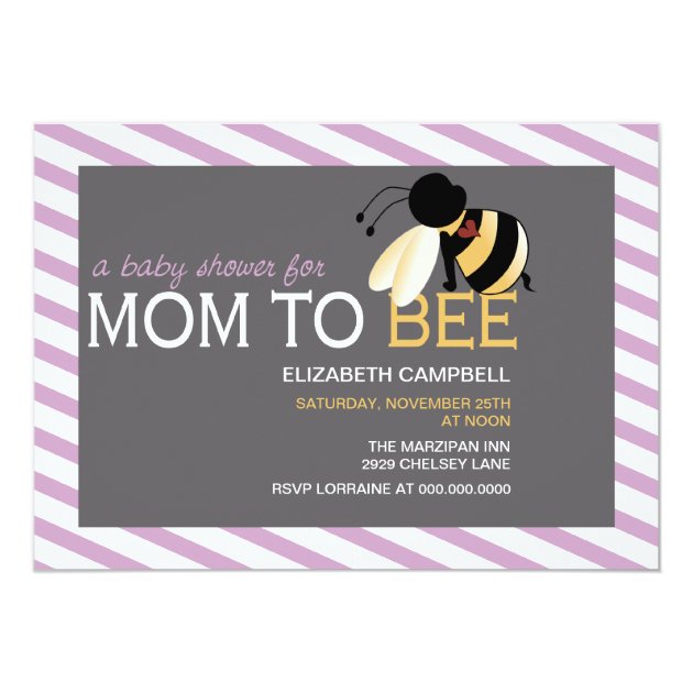 Mom-to-BEE Baby Shower Invitation - shabby orchid (front side)