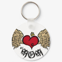 MOM Urban Heart With Wings keychains by jfarrell12 MOM Urban Heart With Wings keychains