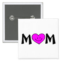 Mom with Heart Smiley Face Button