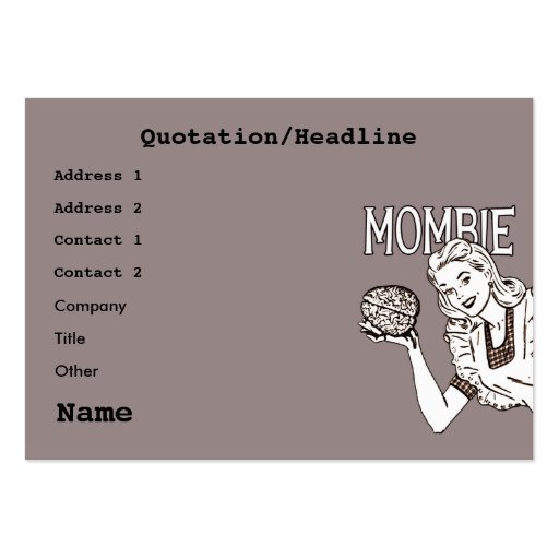 Mombie Retro Zombie Business Card Templates