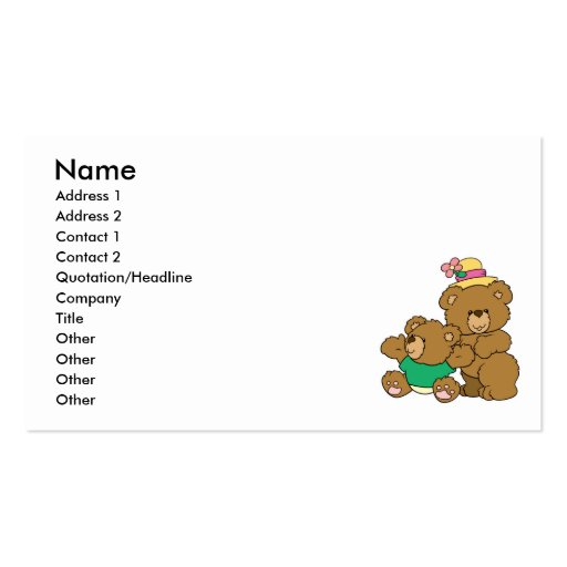 Momma and Baby Boy Bear Business Card Template