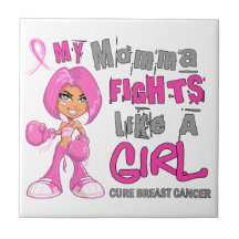 Momma Fights Like a Girl Breast Cancer 42L Ceramic Tiles