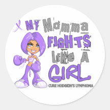 Momma Fights Like Girl H Lymphoma 42.9 Round Stickers