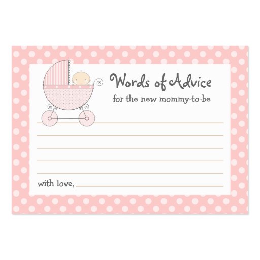 Mommy Advice Card Baby Shower Carriage | Pink Business Card