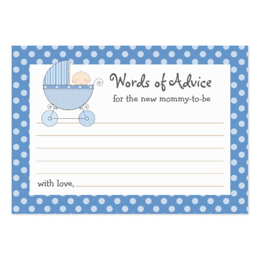 Mommy Advice Card Baby Shower Carriage | Pink Business Card (front side)
