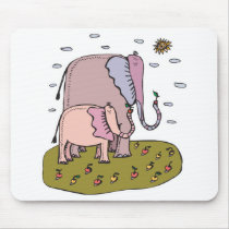 mommy &amp; baby elephant eating fruit mousepads
