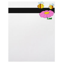 mommy and baby bee flying over flower cartoon customized letterhead