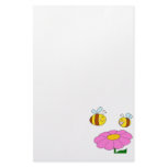 mommy and baby bee flying over flower cartoon stationery