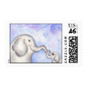 Mommy and Baby Elephant Postage Stamp
