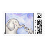 Mommy and Baby Elephant Postage Stamp