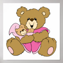 Mommy and Baby Girl Bear Posters