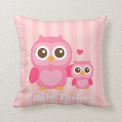 Mommy and Me, Cute Baby Owl, Pink Pillow