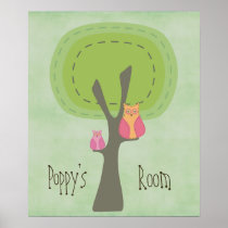 Mommy & Baby Owl Nursery Kids Room Wall Poster