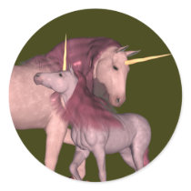 Mommy & Baby Unicorn Round Stickers