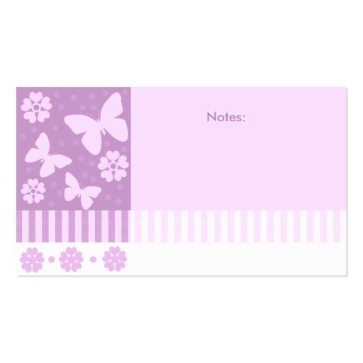 Mommy Business Cards -Lavender Butterflies Flowers (back side)