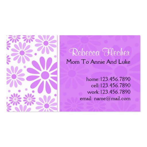 Mommy  Business Cards - Lavender Flowers (front side)