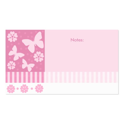 Mommy Business Cards - Pink Butterflies Flowers (back side)
