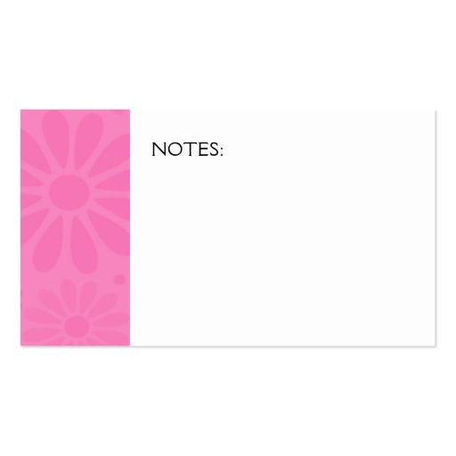Mommy  Business Cards - Pink Flowers (back side)