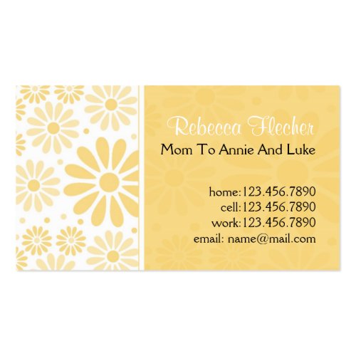 Mommy  Business Cards - Yellow Flowers