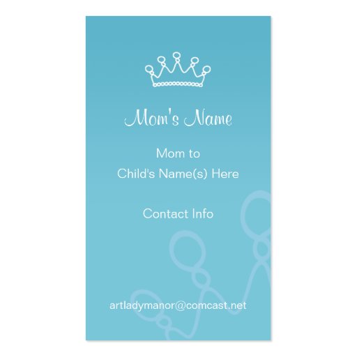Mommy Calling Card - Blue Crown Business Card Templates (front side)