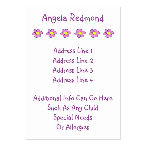 Mommy Calling Card Business Card (back side)