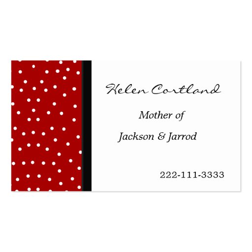 Mommy Calling Card Business Card Template (front side)