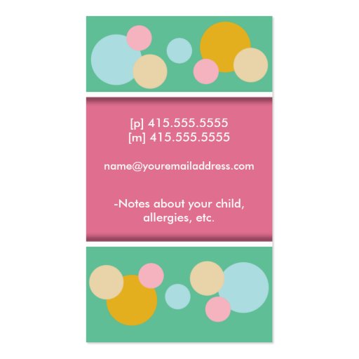 Mommy Card Colorful Dots Business Cards (back side)