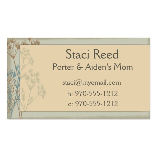 Mommy Card - Fennel Sage Business Card Template (front side)