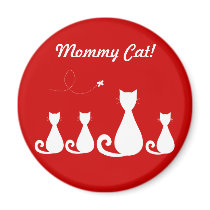 Mommy Cat With Kittens magnets
