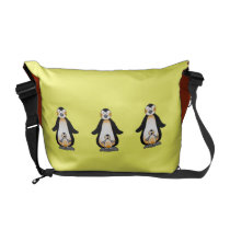 Mommy/daddy and baby penguin, baby shower messenger bag